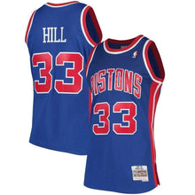 Load image into Gallery viewer, 33-Grant Hill Detroit Pistons  Hardwood Classics Swingman Jersey - Blue