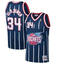 Load image into Gallery viewer, Mitchell &amp; Ness Hakeem Olajuwon Houston Rockets 1996-97 Hardwood Classics Throwback Authentic Home Jersey - Navy Blue