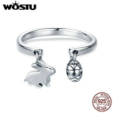 Load image into Gallery viewer, WOSTU Authentic 925 Sterling Silver Easter Bunny Adjustable Finger Rings