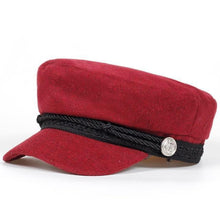 Load image into Gallery viewer, Solid Visor Military Hat Autumn and Winter Vintage wool Patchwork Beret Cap