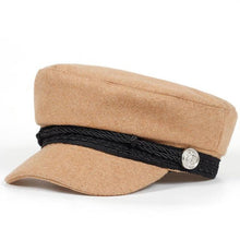 Load image into Gallery viewer, Solid Visor Military Hat Autumn and Winter Vintage wool Patchwork Beret Cap