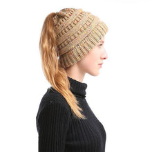 Load image into Gallery viewer, Ponytail Beanie Hat Women Winter Cap Soft Knit Crochet Hats