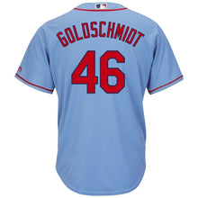Load image into Gallery viewer, Paul Goldschmidt St. Louis Cardinals Majestic Alternate Official Cool Base Player Jersey – Light Blue/Cream