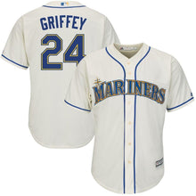 Load image into Gallery viewer, Ken Griffey Jr. Seattle Mariners Majestic Alternate Official Cool Base Replica Player Jersey - Cream/Light Blue